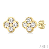 .20CTRDDM CLOVER EARRINGS YG 14K-G*