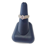 14kt white gold princess, round cut semi-mount ring