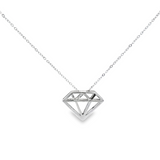14kt White Gold "Diamond cutout" Pendant w/ Chain (IN STOCK NOW)