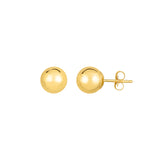 14K Gold Polished 8Mm Post Earring