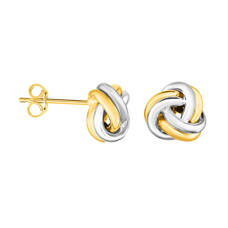 14K Yellow & White Gold Polished Love Knot Stud Earring