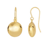 14K Gold Polished Round Drop Earring