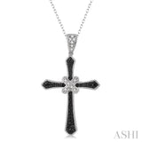 Silver Cross Black Diamond Pendant