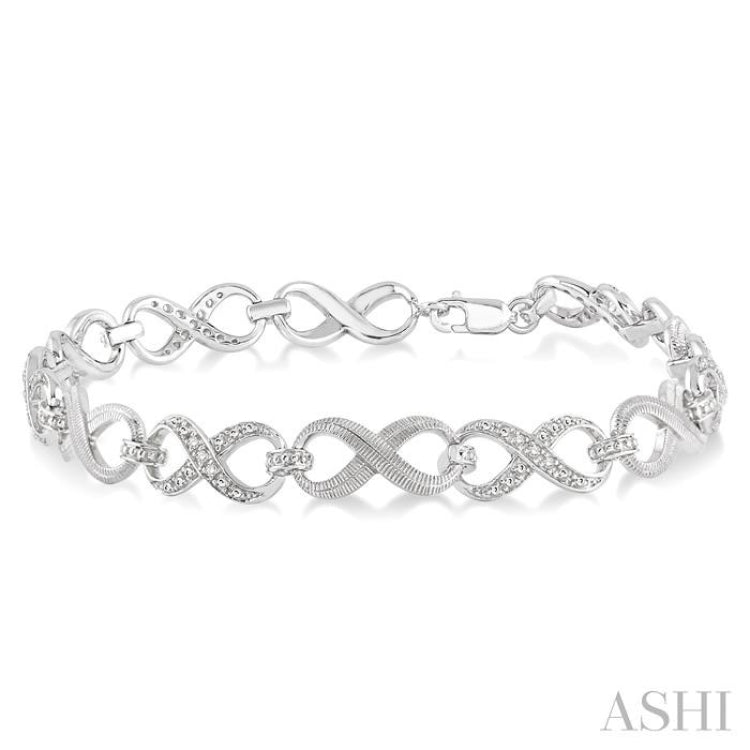 Silver Infinity Shape Diamond Fashion Bracelet