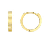 14K Gold Linear Diamond Cut Huggie Earring