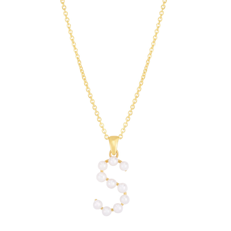 14K Pearl S Initial Necklace