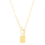 14K Paperclip Tag Toggle Necklace