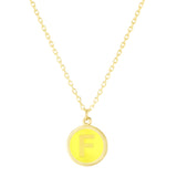 14K Yellow Enamel F Initial Necklace