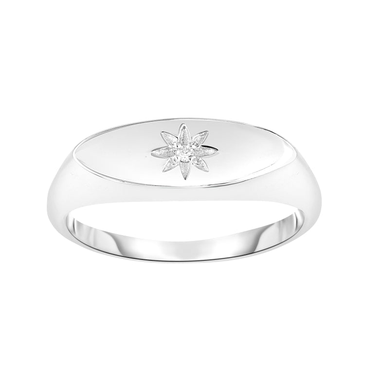 Silver Diamond Accent Flower Ring