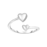 Silver Polished Bypass Heart Toe Ring