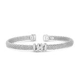 Sterling Silver Cuff Stationed Bangle