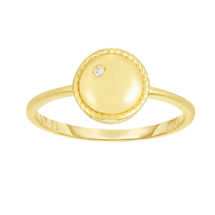 14K Gold Diamond Round Piccolini Ring